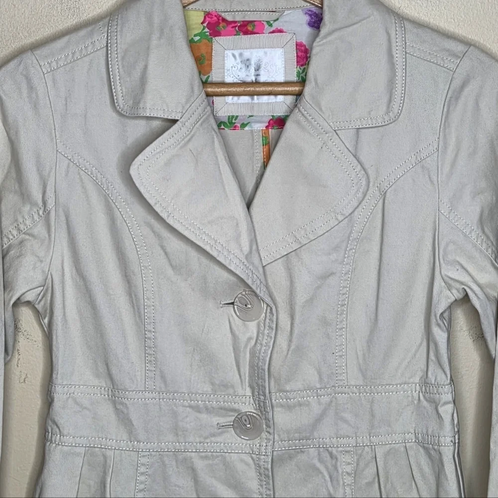 Justice Girls Beige Trench Coat Jacket Size 14 Classic Basic 100% Cotton